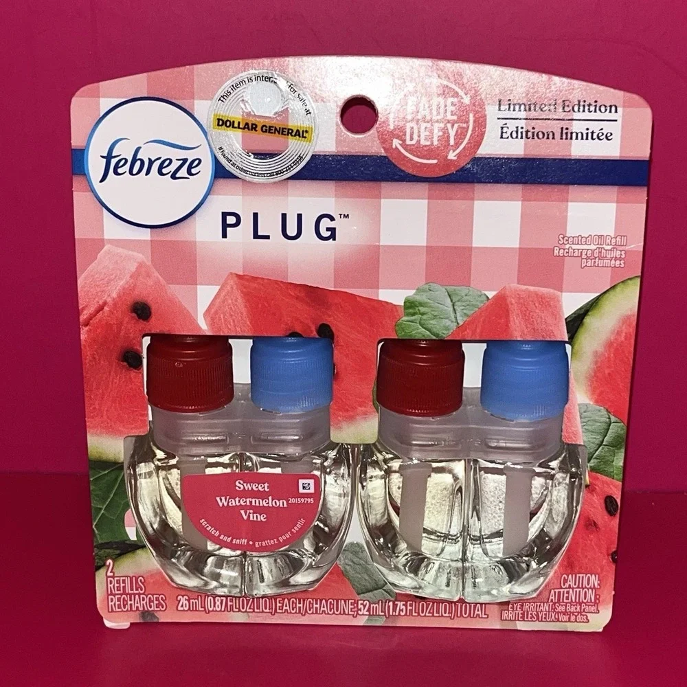 Febreze Plug Scented Oil Air Freshener Refill, Sweet Watermelon Vine, 2ct‎